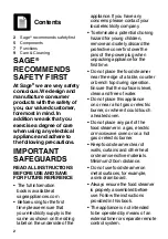 Preview for 2 page of Sage Steam Zone SFS800 Quick Manual