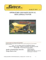 Предварительный просмотр 1 страницы Salsco MINI ASPHALT PAVER Operator And Parts Manual