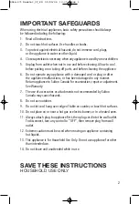 Preview for 2 page of Salton FC-1026 Instruction Booklet