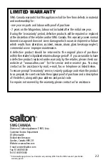 Preview for 22 page of Salton MW-2024 Instruction Booklet