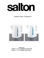 Предварительный просмотр 1 страницы Salton SAK20 Instructions & Warranty