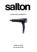 Salton SHD02 Instructions And Warranty preview