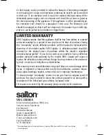 Preview for 11 page of Salton WC-2012 Instruction Booklet