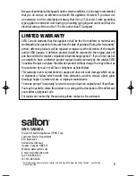 Preview for 8 page of Salton WC-2033 Instruction Booklet