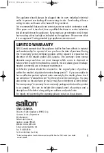 Предварительный просмотр 8 страницы Salton WC2002 Instruction Booklet