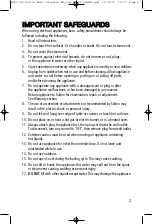 Preview for 2 page of Salton WD-1044 Instruction Booklet