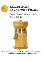 SALZBURGER GETREIDEMÜHLE MT 18 Owner'S Manual And User'S Manual preview