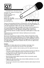 Samson Q7 Owner'S Manual preview