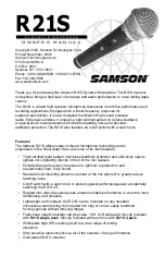 Preview for 1 page of Samson R21S Owner'S Manual