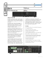 Preview for 1 page of Samson ZM75 Specification Sheet