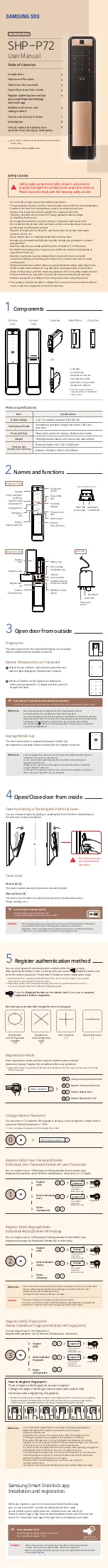 Samsung SDS SHP-P72 User Manual preview