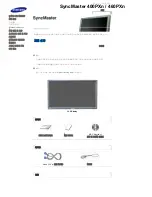 Preview for 2 page of Samsung 400PXN - SyncMaster - 40" LCD Flat Panel Display (Korean) Quick Start Manual