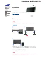 Preview for 16 page of Samsung 400PXN - SyncMaster - 40" LCD Flat Panel Display (Korean) Quick Start Manual