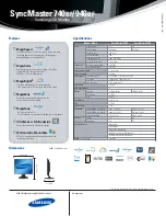 Preview for 2 page of Samsung 740BF - SyncMaster - 17" LCD Monitor Specifications