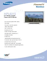 Preview for 1 page of Samsung 9HPL6315 Brochure & Specs