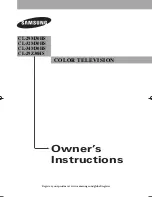 Preview for 1 page of Samsung CL-29M30HS Owner'S Instructions Manual