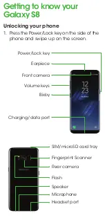 Предварительный просмотр 2 страницы Samsung cricket Galaxy S8 Clear And Simple Quick Start Manual