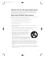 Preview for 3 page of Samsung CT-21K2MJ Owner'S Instructions Manual