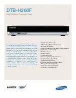 Preview for 1 page of Samsung DTB-H260F - HDTV Terrestrial Receiver Specification Sheet