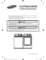 Предварительный просмотр 1 страницы Samsung DV400EWHDWR/AA Technical Information