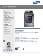 Предварительный просмотр 1 страницы Samsung DV50F9A7GVP Features & Installation