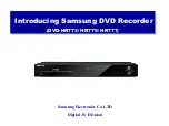 Preview for 1 page of Samsung DVD-HR773 Training Manual