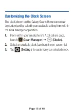 Preview for 16 page of Samsung Galaxy Gear SM-R7500T User Manual