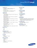 Preview for 2 page of Samsung Galaxy Player 4.0 Specifications