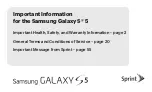 Preview for 1 page of Samsung GALAXY S5 Important Information Manual