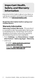 Preview for 2 page of Samsung GALAXY TAB Important Information Manual