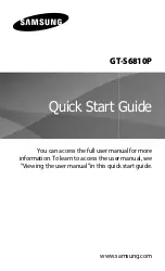 Preview for 2 page of Samsung GT-S6810P Quick Start Manual