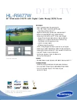 Предварительный просмотр 1 страницы Samsung HL-R5677W - 56" Rear Projection TV Brochure & Specs