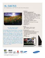 Предварительный просмотр 1 страницы Samsung HL-S4676S - 46" Rear Projection TV Specifications