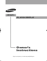 Samsung HPS6373 - 63" Plasma TV Owner'S Instructions Manual preview