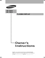 Samsung HPT4254 - 42" Plasma TV Owner'S Instructions Manual preview