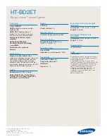 Предварительный просмотр 2 страницы Samsung HT-BD2E Specification Sheet