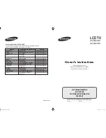 Preview for 1 page of Samsung LA46N81BD Owner'S Instructions Manual