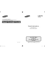 Samsung LE19R8 Owner'S Instructions Manual preview