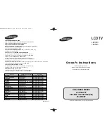 Предварительный просмотр 1 страницы Samsung LE23R3 Owner'S Instructions Manual