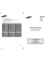 Предварительный просмотр 1 страницы Samsung LE26R7 Owner'S Instructions Manual