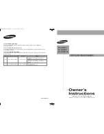 Preview for 1 page of Samsung LN-R237W1 Owner'S Instructions Manual