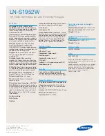 Preview for 2 page of Samsung LN-S1952W Features And Specifications