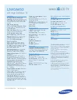 Preview for 2 page of Samsung LN40A450 Specification Sheet