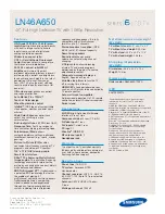 Предварительный просмотр 2 страницы Samsung LN46A650 Specification Sheet