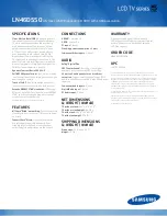 Preview for 2 page of Samsung LN46D550 Specifications