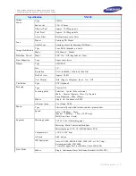 Предварительный просмотр 1 страницы Samsung NX100 Specification