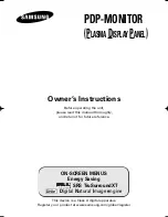 Preview for 1 page of Samsung PDP-MONITOR (PLASMADISPLAYPANE Owner'S Instructions Manual