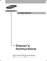 Preview for 1 page of Samsung PL-63P71FD Owner'S Instructions Manual