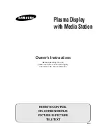 Samsung Plasma Displaywith Media Station Owner'S Instructions Manual preview