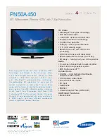 Preview for 1 page of Samsung PN50A450 Specifications